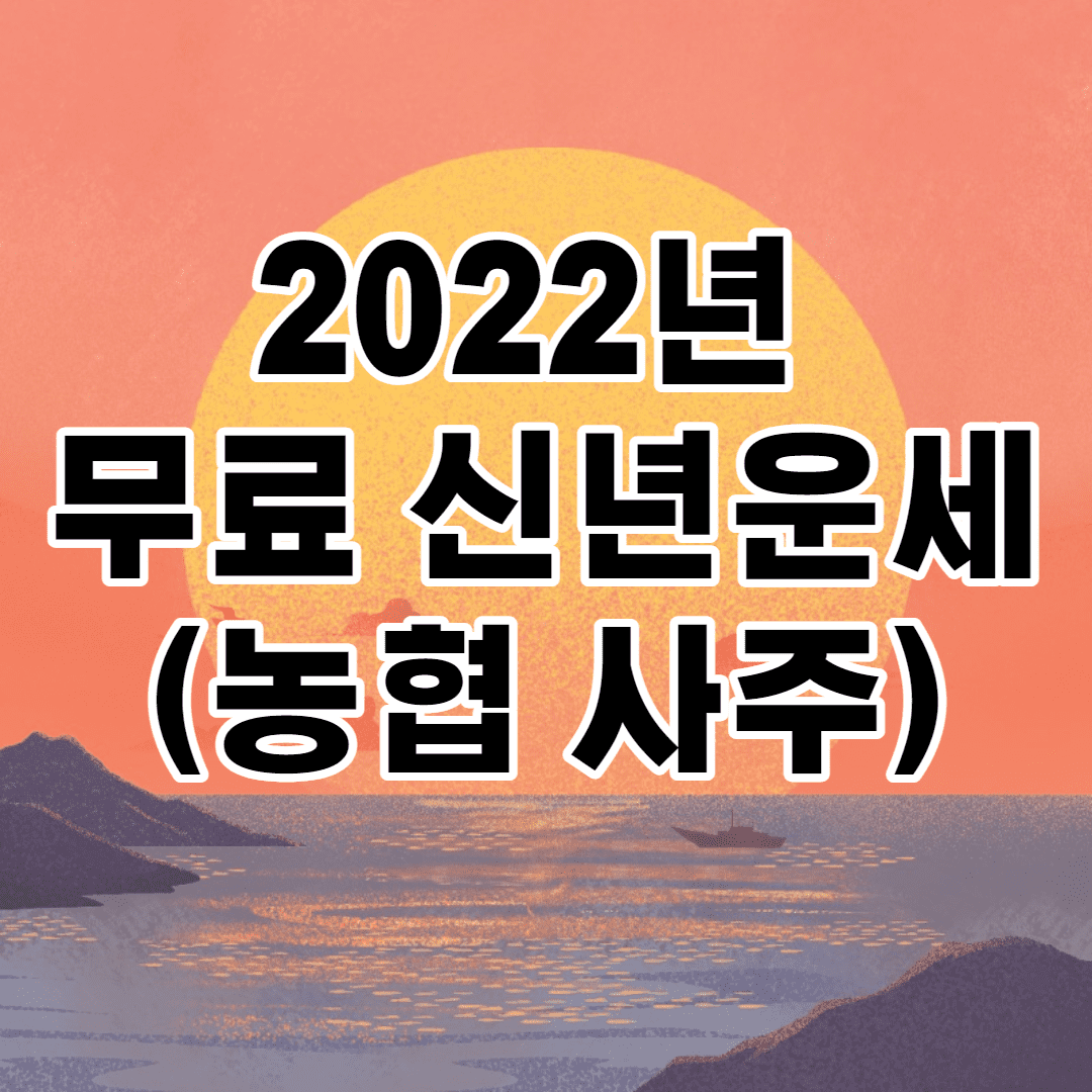토정비결 2022년 무료 신년운세(농협 사주)